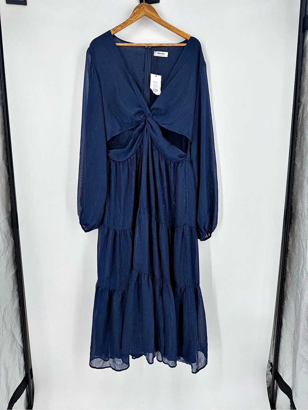 Showpo Edelyn Midi Dress in Blue Size Medium